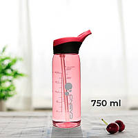 Пляшка для води CASNO 750 мл KXN-1207 Червона з соломинкою, фото 1