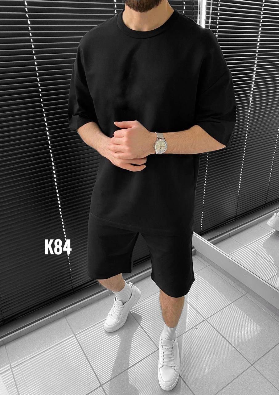Костюм чоловічий літній чорний футболка та шорти однотонний Black, фото 1