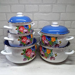 Набір емальованих каструль 5 шт. Edenberg EB-1879 Набір кухонного посуду 10 предметів із малюнком