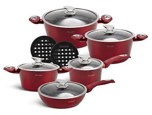 Набір каструль казанів із мармуровим покриттям 15 предметів  Edenberg EB-5614 Індукційне дно