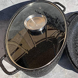 Гусятниця з литого алюмінію з мармуровим покриттям і жаровнею 8 л Edenberg EB-9173 Гусятниця сковорода гриль