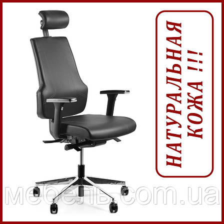 Кресло для роботи вдома Barsky ST-01 StandUp Leather, крісло з натуральної шкіри, чорний, фото 1