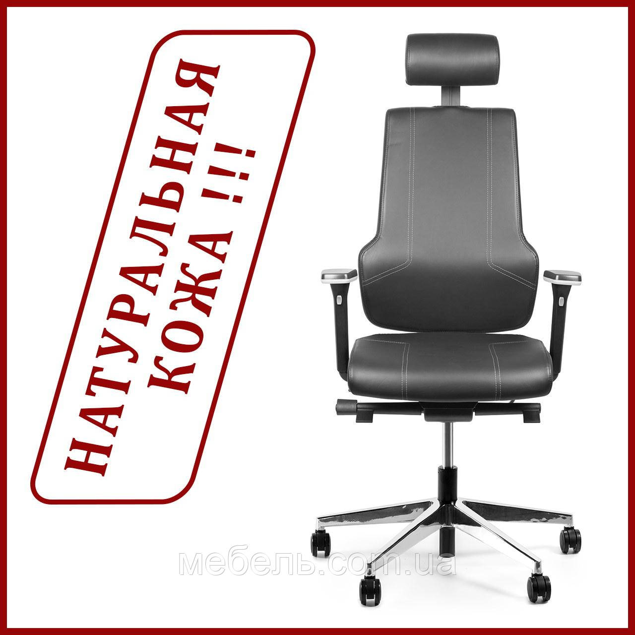 Офісне крісло Barsky ST-01 StandUp Leather, крісло з натуральної шкіри, чорний
