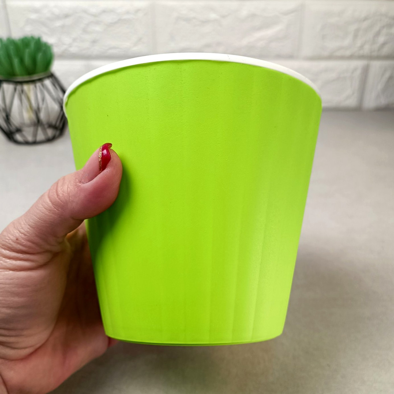 Оливковий квітковий горщик для фіалок з дренажною вставкою 0,86л 13,0*11,2см, Ібіс оливковий Алеана