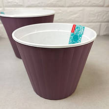 Горщик для кімнатних рослин з дренажною вставкою 0,86 л 13,0 * 11,2 см, Ібіс фіолетовий Алеана, фото 2
