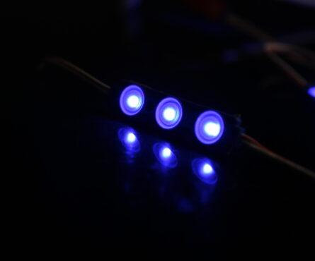 Голубий світлодіодний модуль 12 вольт 0,72Вт 3 LED SMD2835 з лінзою 160 градусів SWPower ОРТХ 0,72 голубий