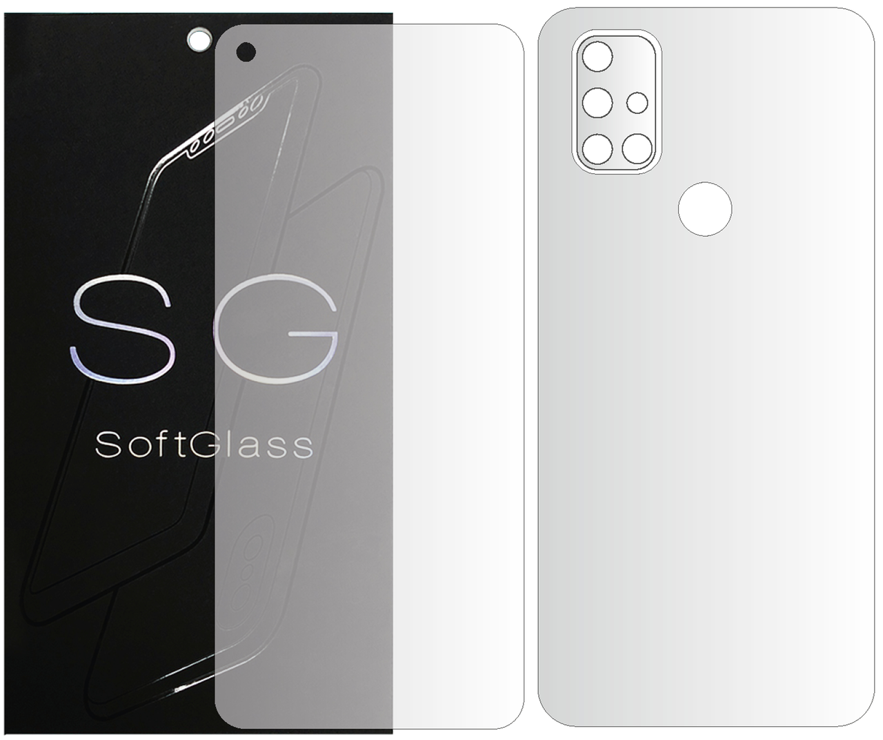 Бронеплівка для OnePlus Nord N10 комплект: для передньої і задньої панелі зносостійка поліуретанова SoftGlass, фото 1