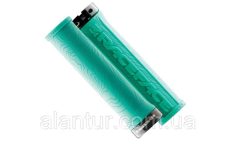 Грипси на кермо велосипеда Race Face HALF NELSON W/LOCK бірюзові 123 мм, фото 1