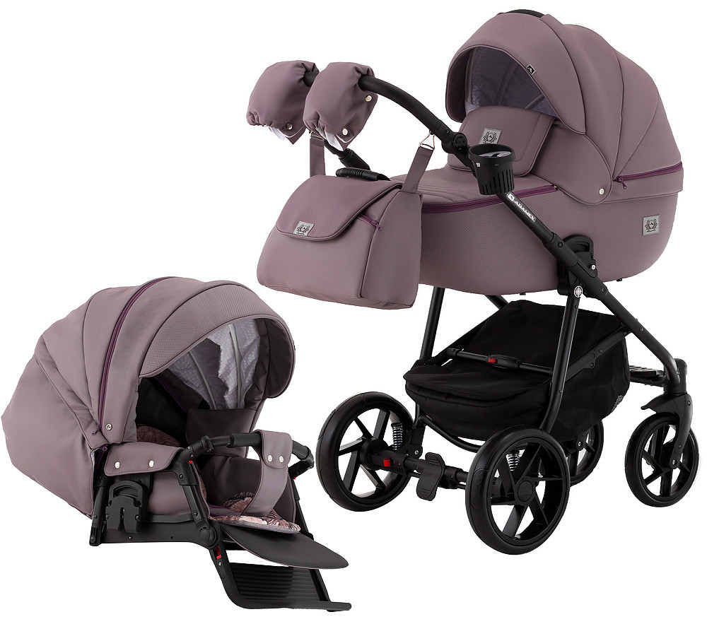 Коляска 2 в 1 Adamex Hybryd Plus шкіра 100% BR332 бузковий, фото 1