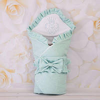 Конверт "Корона" Весна -Осінь з поясом-резинкою,з вишивкою Бірюзовий