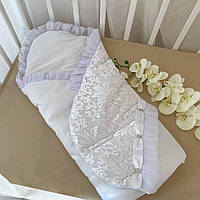 Конверт "Сяйво" Весна-Осінь Білий Атлас,гіпюр арт.27075743  80*80 см.(р)