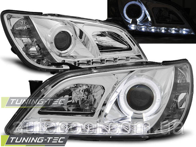 Передні тюнінг фари LEXUS IS 2001-2005 г.в. лінза, ангельські очі, денні ходові вогні, хром, фото 1