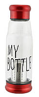 Стеклянная бутылка My Bottle 420 мл с ситечком для заварки Темно-синий Красный, Gp, хорошего качества, туризм,