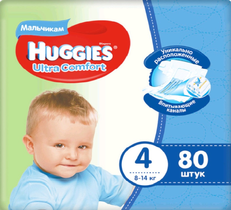 Купити Huggies Ultra Comfort Giga підгузки дитячі Boy 4 (8-14 кг) 80 шт ...