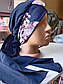 Чалма літня шапка 54-60 рр штапель на  пов'язці з принтом  "Вуалька Міні" натуральна тканина синя, фото 2
