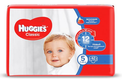 Huggies Classic Jumbo подгузники детские 5 ( 11-25кг) 42 шт, цена 427. ...