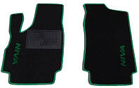 Текстильные коврики в салон ВАЗ 2121 Нива, 2 шт. (CIAK, чёрный+зелёный)