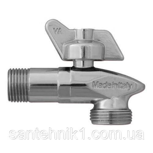 Кран ″SQUALO″ кульовий кутовий для сантехприладів Ø1/2″ х 3/4″ Va Albertoni srl (D909000)