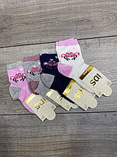 Дитячі шкарпетки середні IDS асорті з малюнком бавовна сіточка для дівчаток 0, 1, 3 роки 12 шт в уп