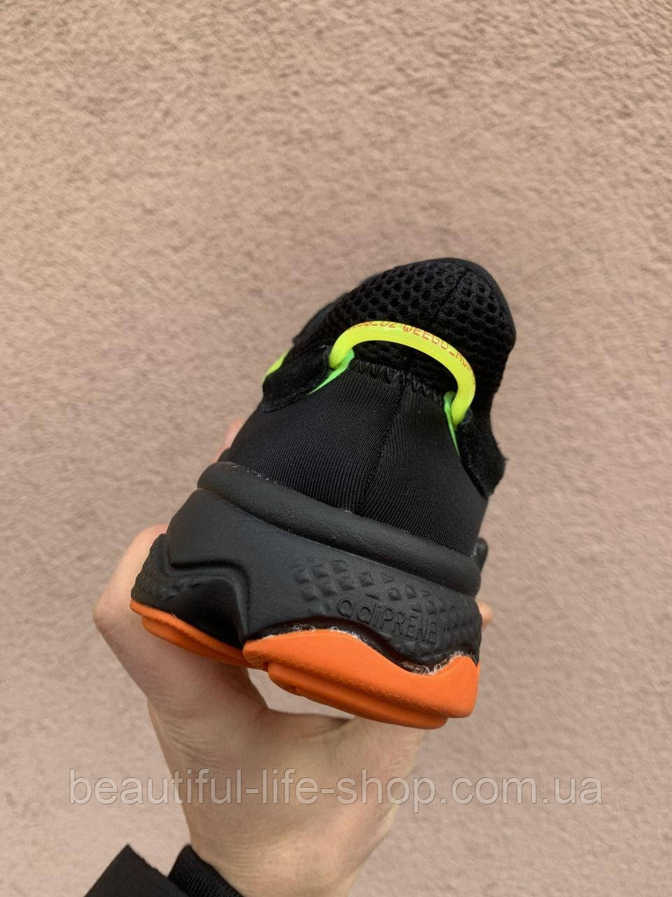 Кроссовки легкие замша сетка Adidas Ozweego Black Orange Green/Адидас Озвего черный - фото 7 - id-p1617905355