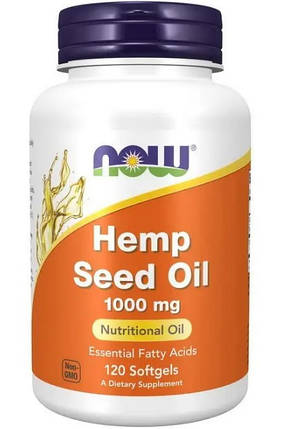 Конопляна олія Now Hemp Seed Oil 1000 mg 120 softgels, фото 1