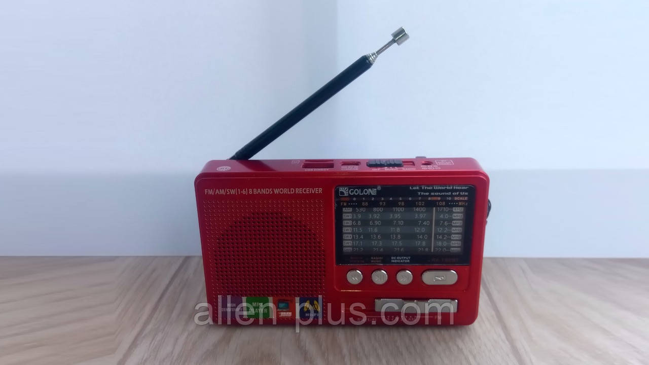 Радіоприймач багатодіапазонний Bluetooth GOLON RX-182BT, FM/AM/SW(1-6), USB/microSD, mp3, акумулятор