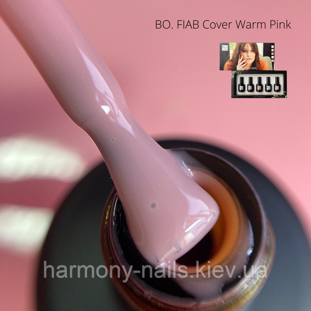 BO.FIAB Cover Warm Pink - файбер гель у флаконі з пензликом, камуфлюючий теплий рожевий, 15 мл