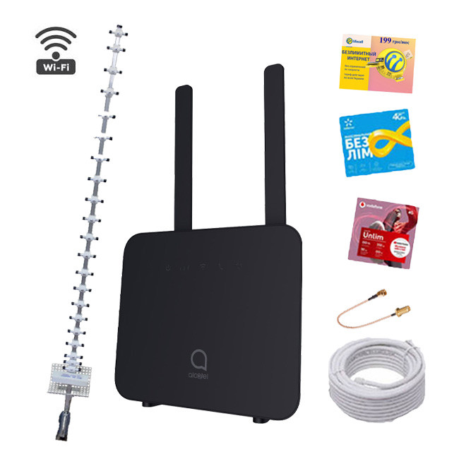 4G Wi-Fi комплект "Домашній інтернет в селі, на дачу" (4g роутер Alcatel + антена 21 ДБ)