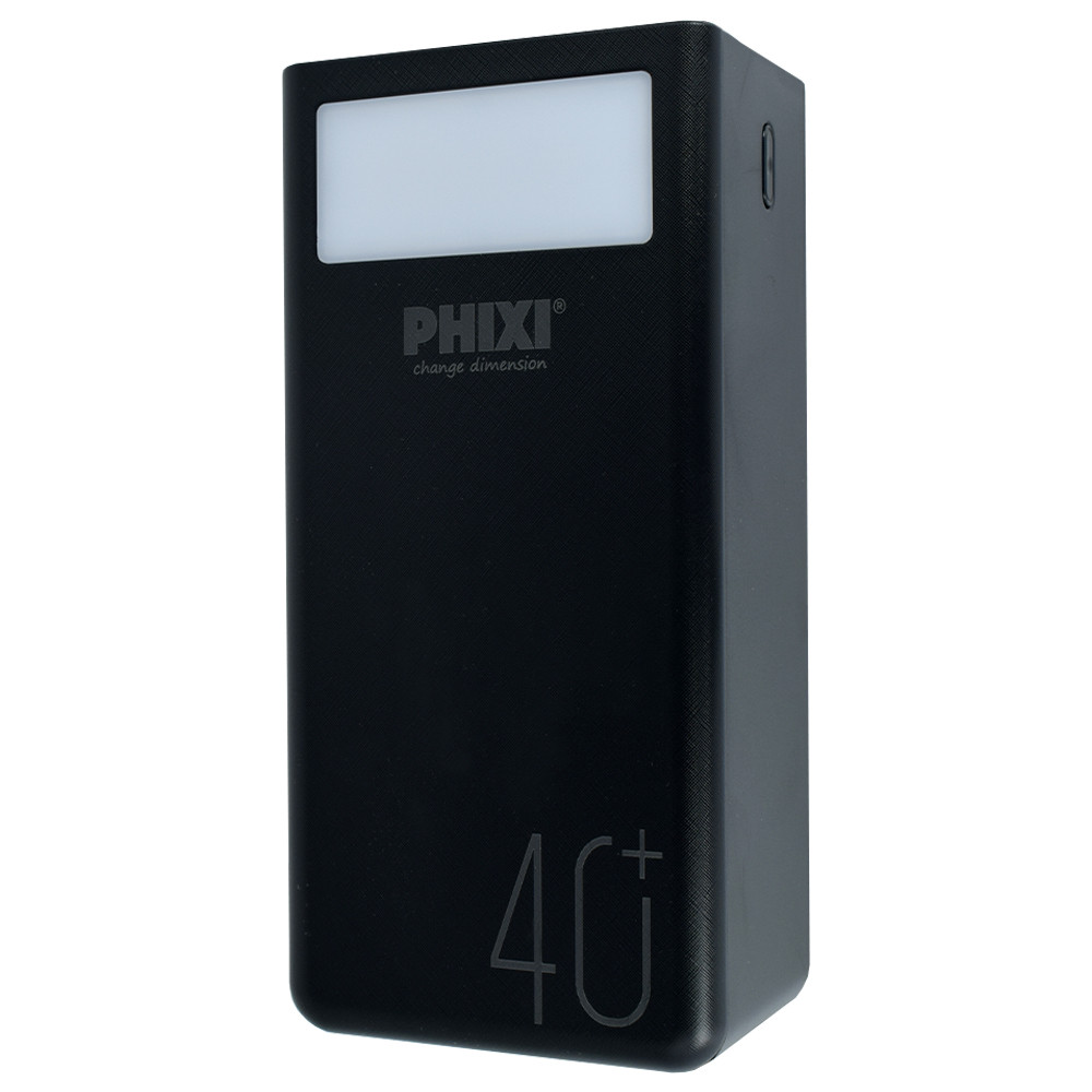 Power Bank PHIXI P40 40000mAh Flash Lamp 10W 2.1A LED, black