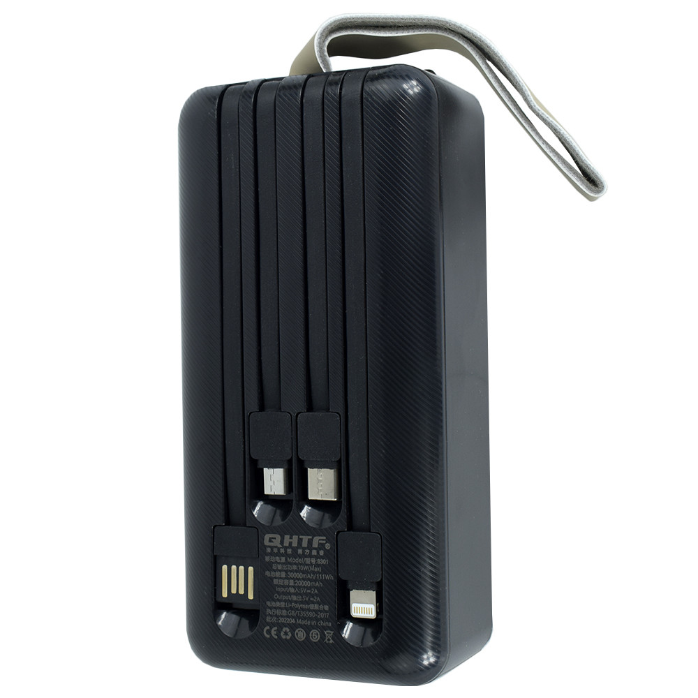 Power Bank QHTF 8301 30000mAh 4-USB 2.1A LED, black