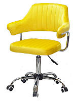 Кресло Jeff бархат желтый В-1027 CH-Office на хромированной базе c колесиками