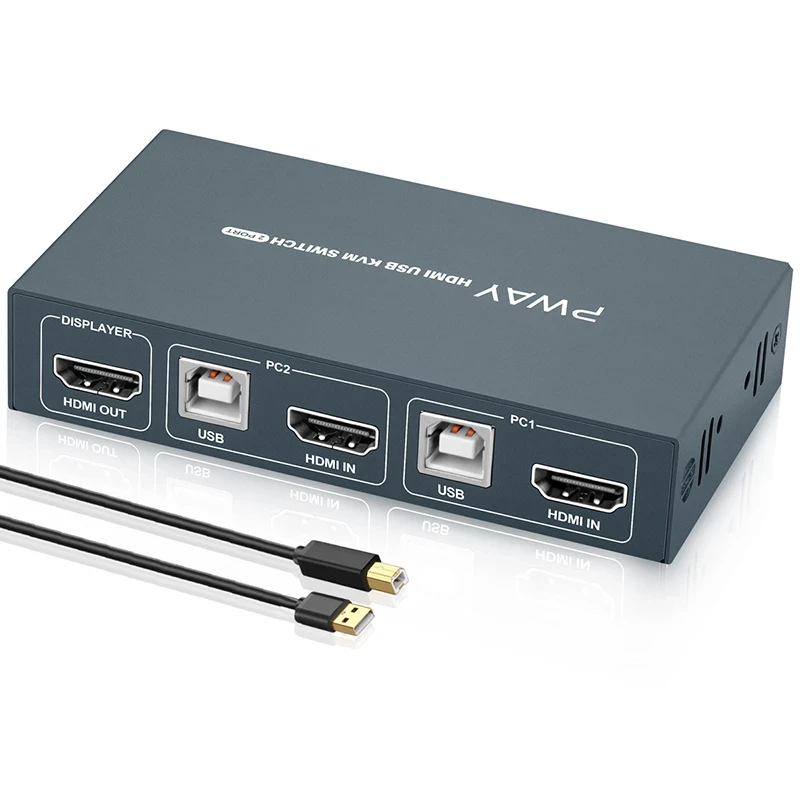 Перемикач KVM HDMI PWAY 2 порти 4K * 2K @ 30 Гц Перемикач USB KVM Перемикач VGA Розгалужувач для м