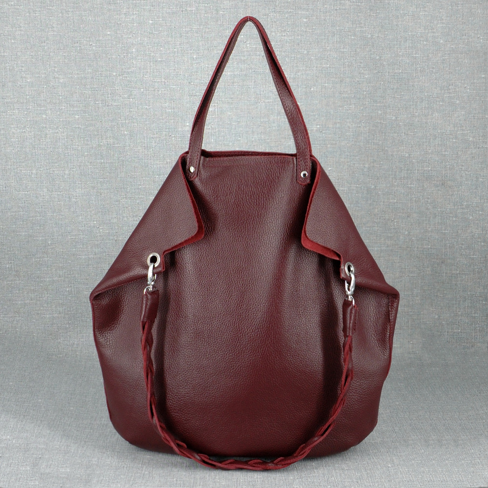 Жіноча сумка - шопер з натуральної шкіри 62 бордо, фото 1