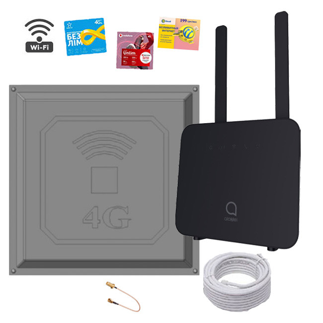 4G Wi-Fi комплект "Інтернет для сільскої місцевості" (4G роутер Alcatel Cat4 + антена 17 Дб)