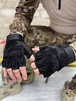 Тактические перчатки мужские беспалые Черные, Перчатки без пальцев военные армейские штурмовые (DB-10951)