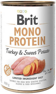 Вологий корм Brit Mono Protein для собак з індичкою і бататом 400 г