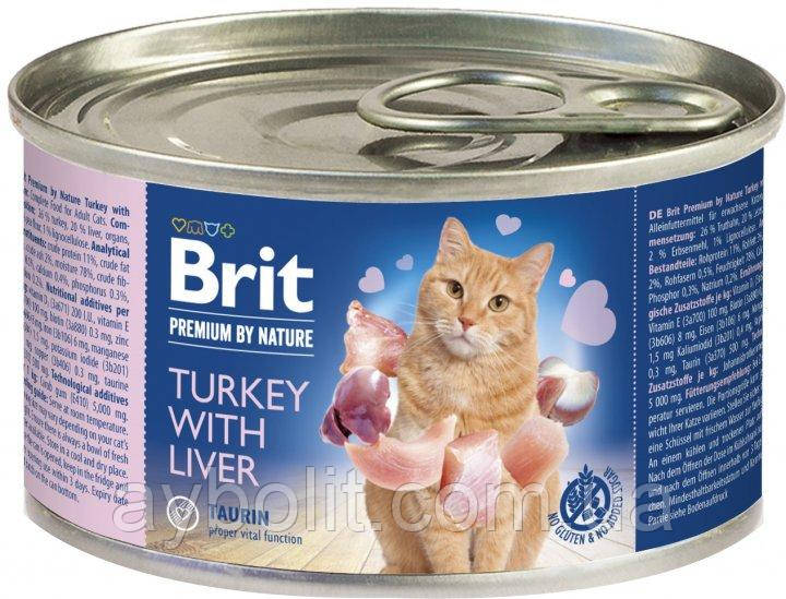 Вологий корм для кішок Brit Premium by Nature Turkey with Liver з індичкою і печінкою 200 г