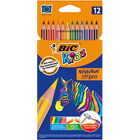 Карандаши цветные Bic Evolution Stripers 12 шт (bc9505221) - Вища Якість та Гарантія!