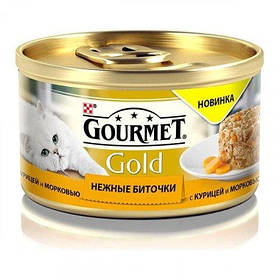 Вологий корм Purina Gourmet Gold Ніжні биточки для кішок, з куркою і морквою, 85 г