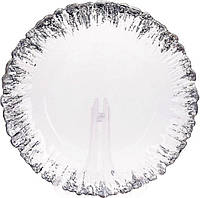 Блюдо сервірувальне 33см bobi , підставна тарілка, скло, прозоре зі срібною каймою до центру