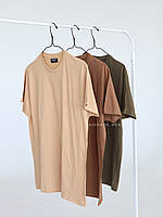 Комплект футболок мужских базовых 3 штуки (бежевая, коричневая и хаки)