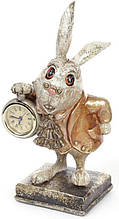 Фігурка декоративна з годинником "Білий Кролик в мідному жупані" 26см