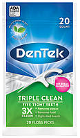 DenTek Тройное очищение Флосс-зубочистки, 20 шт.