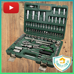 Універсальний набір інструмент голівок і ключів з трещею для будинку для авто в чемодані 1/4" 1/2" 94шт Grad