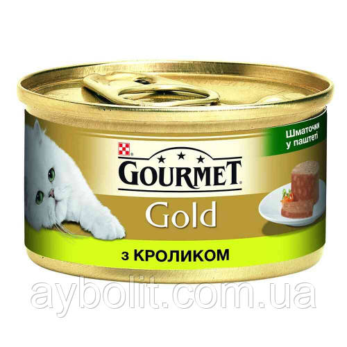 Вологий корм Purina Gourmet Gold для котів, шматочки в паштет з кроликом, 85 г