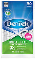 DenTek Тройное очищение Флосс-зубочистки, 90 шт.