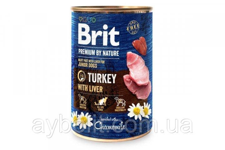 Вологий корм для цуценятBrit Premium by Nature індичка з індичою печінкою, 800г