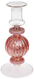 Підсвічник скляний Candlestick 8.5х18см bobi , рожевий