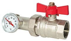 Кран для колектора з термометром прямий 1" ASCO