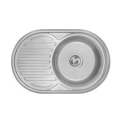 Кухонна мийка WEZER 7750(06) Satin 770x500x160 мм + сифон, фото 1